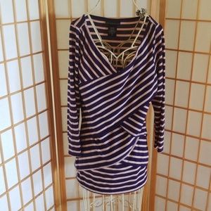Attention Blue and Pink Striped Long Sleeve Top